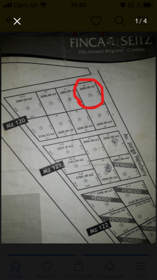 Lote de 2000 m en Villa Gral.Belgrano, Cordoba